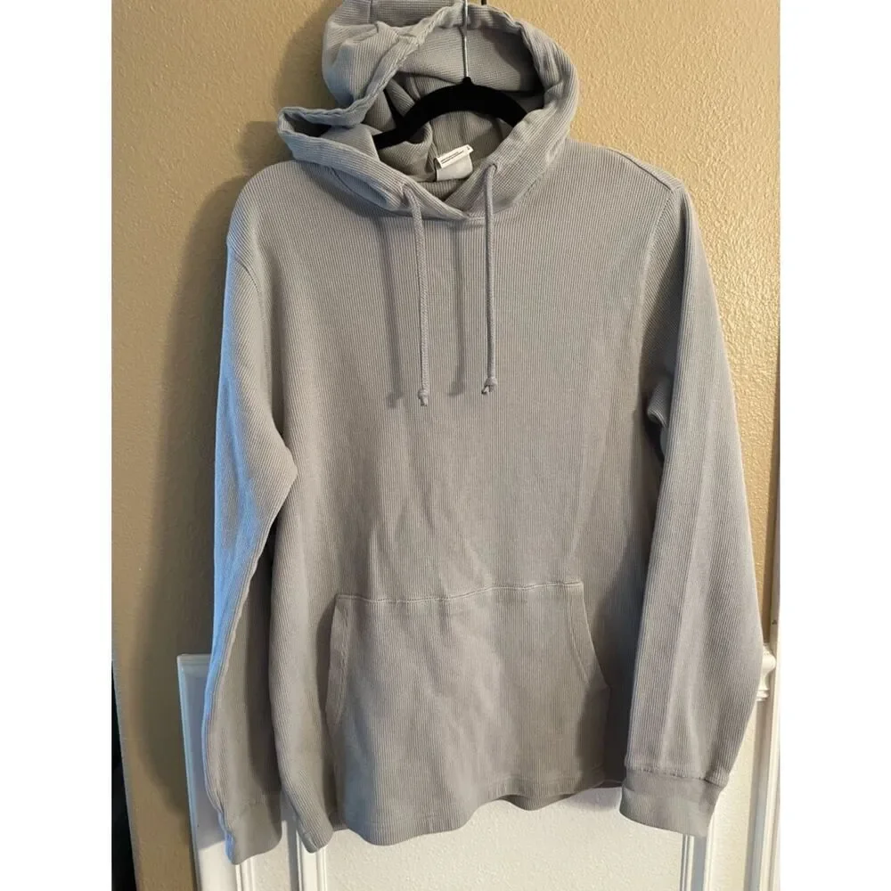 The North Face Men’s Waffle Knit Gray Hooded Pullover L